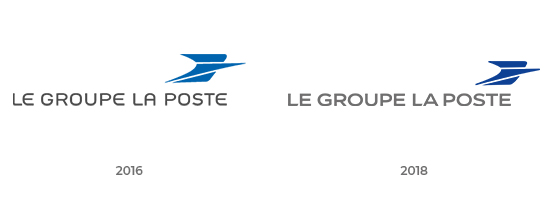 Logotypes Le Groupe La Poste en 2016 et 2018